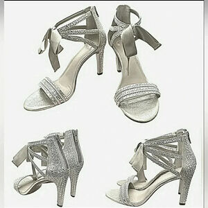 Kentucky Derby Glam Silver 10 Bling Rinestone Sparkling Formal Prom Sandals New